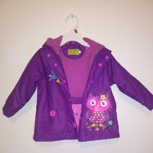 Girls Purple Raincoat with Owl Detail